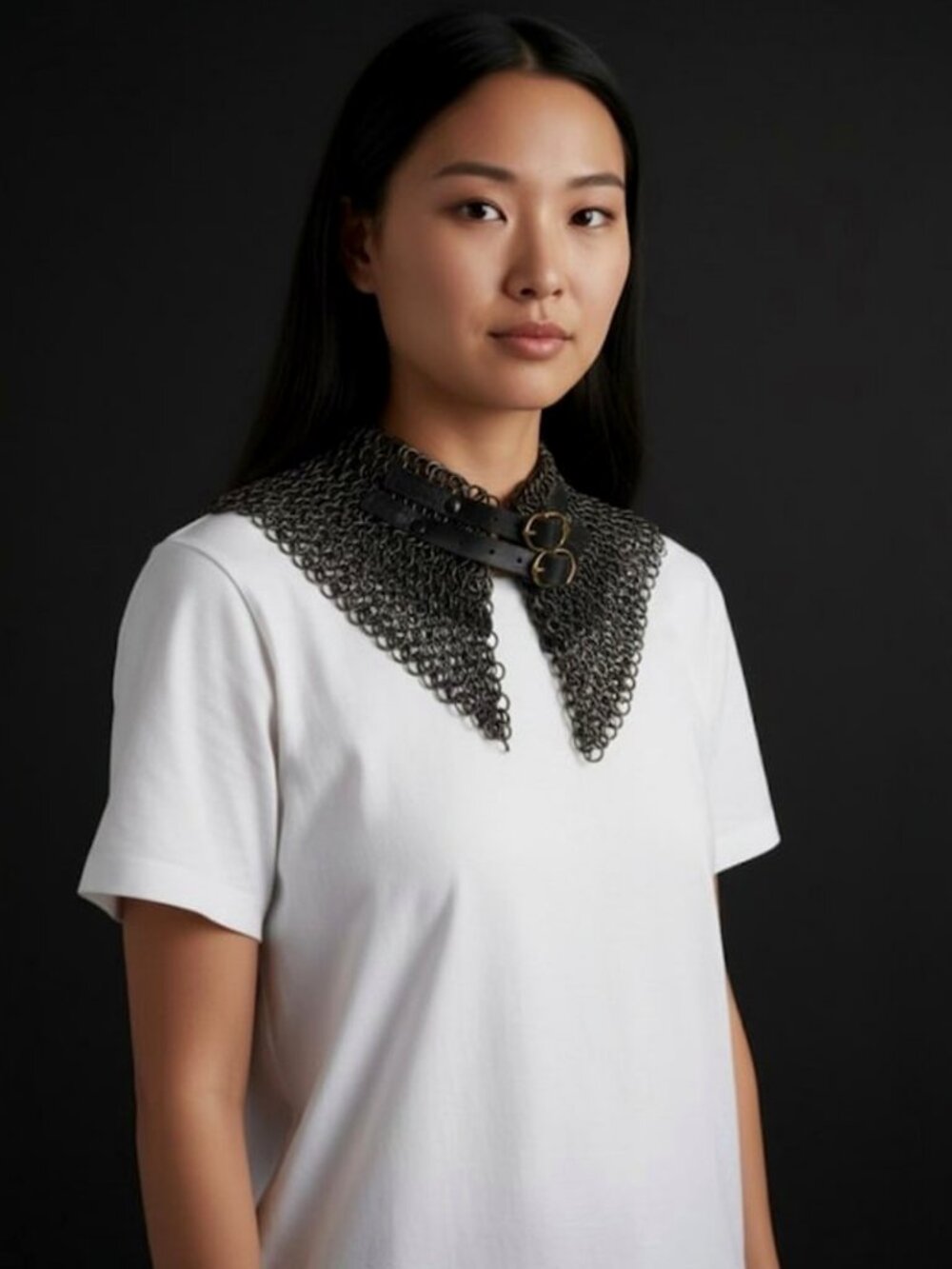 Chainmail Aventail Collar — Steel Neck Armor for Knight, Viking & LARP Costumes